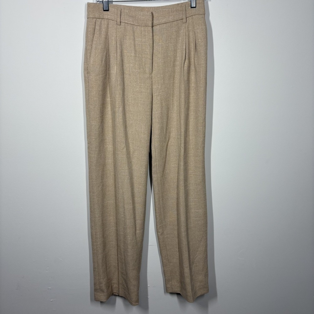 House Of Harlow‎ 1960 Womens Pleated Textured Dress Pants Size 4 Beige Trousers